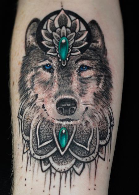 Tattoos - Mandala Wolf - 132330